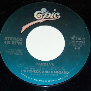 45 RPM Paycheck & Haggard Carolyn, I Can't Hold Myself In Line Epic 51012 NM - Picture 1 of 4
