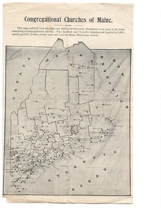 1897 Congregational Churches of Maine ~ Maine Missionary Society Leaflet Map - Picture 1 of 2