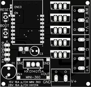 PCB Board RGBWW LED Strip 5xPWM für/for ESPC2-12/ESP-C12F (ESP32-C3) WIFI Modul - Bild 1 von 4