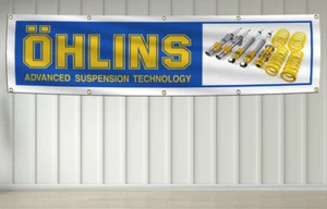 Ohlins Flag Banner 2X8 Ft Suspension Racing performance Motorcycle Automotive - Picture 1 of 2
