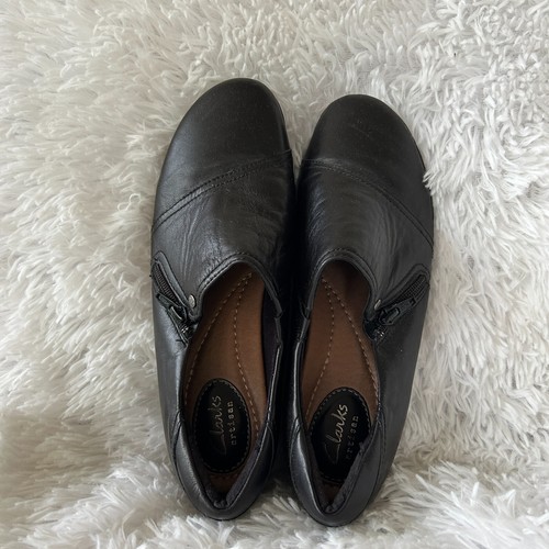 Scarpe Clarks Artisan Flat nere in pelle donna 7 5 dettaglio cerniera