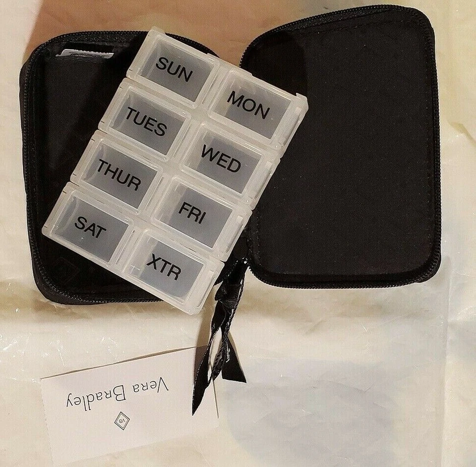 Vera Bradley Travel Pill Case - Elderberry 8 Compartments