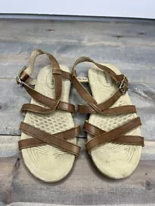 Lands End Women's Sz 8B Strappy Suede Walking Brown Sandals - Picture 1 of 4