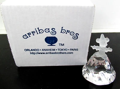 ARRIBAS DISNEY MICKEY MOUSE SORCERER CLEAR, FROSTED GLASS CRYSTAL FIGURINE, NIB - Image 1 of 4