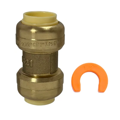 50 Pack XFITTING 1/2" X 1/2" Push Fit Coupling With 1 Free Disconnect Clip,