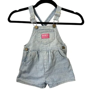 Vtg 80s OshKosh B'Gosh Overalls Floral Shorts Romper Denim Pink SIze 3T Girls - Picture 1 of 6