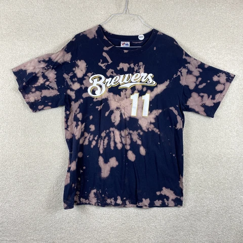 Milwaukee Brewers MLB Baseball Adult Size X-Large Blue Tie-Dye Sexton 11 Shirt Cover