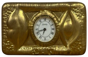 Lisa Sotilis signierte vergoldete zentrierte Dia/Schnalle Uhr Repousse Lippen & Auge - Bild 1 von 8