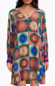 Johnny Was Lionora V-Neck Silk Swing Slip Dress Long Sleeve Women’s MED Sun $378 - Picture 1 of 22