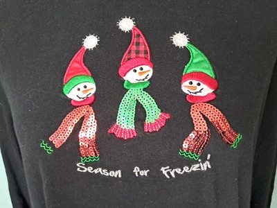 CAMISETA XXL TEMPORADA PARA MUÑECO DE NIEVE EMBELLECIDO FREEZIN NEGRA PTP 22" 100% ALGODÓN Foto 1 de 4