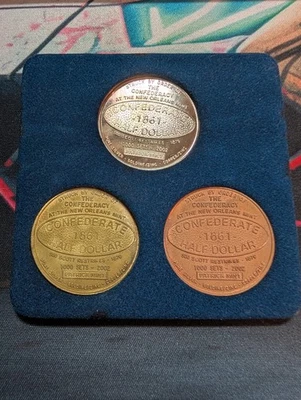 2002 Patrick Mint Confederate Half Dollar Restrike 3-Coin Set 999 Silver 1/1000 - Image 1 of 4