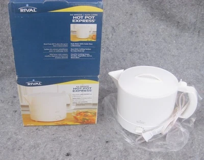 RIVAL Hot Pot Express 4071 Flip Top Adjustable Heat Setting White 32 Oz  NEW - Image 1 of 4