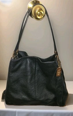 COACH Madison Phoebe 26224 Black Pebbled Leather Hobo Shoulder Bag Purse - Image 1 of 4