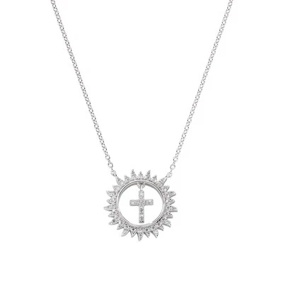 Collana Girocollo Amen Ciondolo Sole con Croce Argento 925 e Zirconi CLGHCRBBZ - Immagine 1 di 3