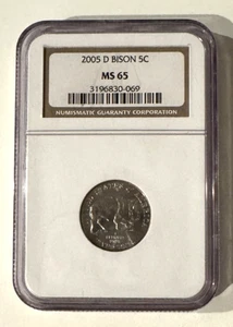 2005-D Jefferson Nickel BISON 5C NGC MS65 - Picture 1 of 2