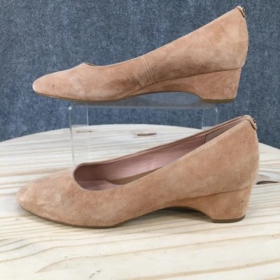 Tacones bajos cómodos Taryn Rose Pump para mujer 10 B rosa gamuza cuero demi cuña Foto 1 de 4