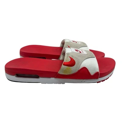 耐克 Air Max 1 Slides 男式 12 码 US DH0295-103 白色红色黑色凉鞋带 — 第 1/4 张图片