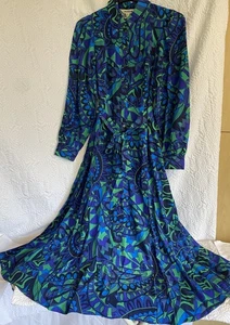 BODEN Women's Shirt Dress Size- 10 Petite Blue Green Abstract Print Belted €270 - Picture 1 of 16