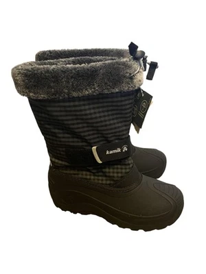 Kamik Invierno Botas de Nieve Juveniles Talla 3 Negro Gris Impermeable Vegano Aislado P7439 Foto 1 de 4