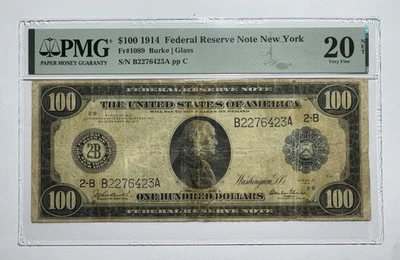 1914 $100 Federal Reserve Note, New York Fr. 1089 PMG 20 - Image 1 of 2