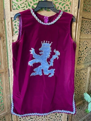 Velvet Maroon Gothic Medieval Heraldic Lion Tunic Silver Glitter Halloween Shirt - Image 1 of 4