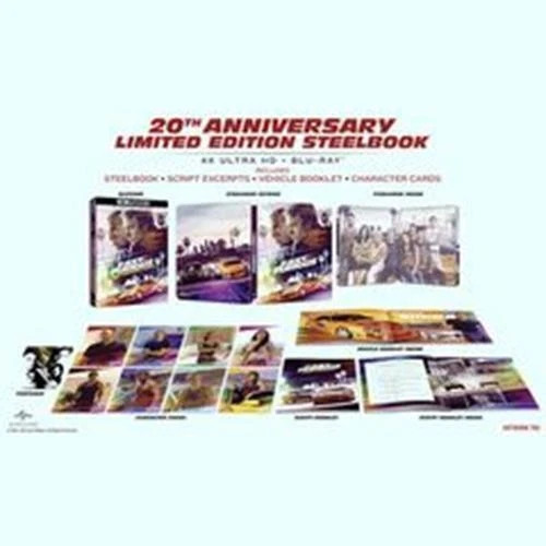Fast & The Furious 2001 4K UHD+BR Steelbook Booklets Cards Blu-ray Movie Film - Image 1 of 1