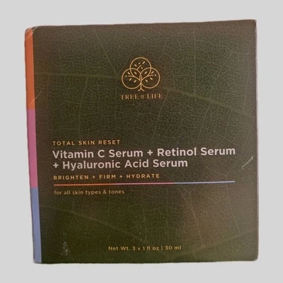 Набор Tree of Life Total Skin Reset витамин С, ретинол, гиалуроновая сыворотка, 1 унция каждый - Изображение 1 из 4