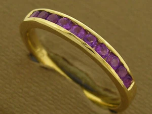 R165 Genuine 9K 9ct Gold Natural Amethyst Ring Eternity Wedding Band made 2 size - Picture 1 of 5