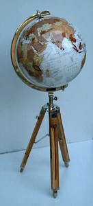 Modern Globe With Wooden Tripod Educational Map Atlas Globe With Wooden Stand - Picture 1 of 6