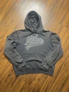 Nike Swoosh Logo Black Pullover Hoodie Adult Large Sportswear Drawstring Boxy - Picture 1 of 6
