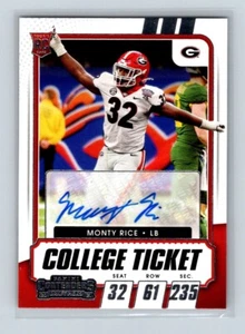2021 Panini Contenders Draft Picks College Ticket Auto Monty Rice - Picture 1 of 2
