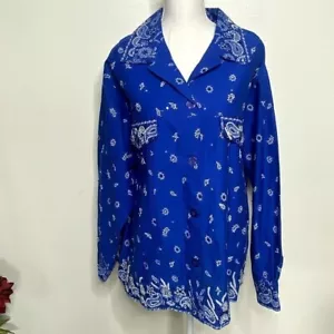 The Quacker Factory Blue & White Paisley Bandana Shacket - Picture 1 of 7