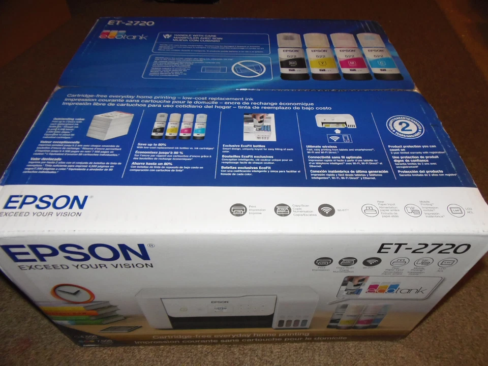 New Sealed Epson EcoTank ET-2720 Supertank Color Inkjet All-in-One Printer White - Image 1 of 1