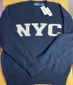 Polo Ralph Lauren Men's NYC Intarsia-Knit Cotton Sweater XXL - Foto 1 di 3