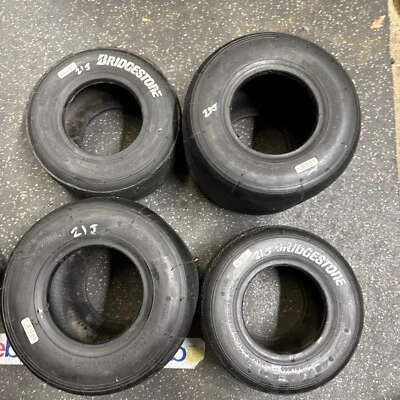 Good Used Set Of Bridgestone YNB  Racing Go Kart Tires 7.10/11x5 And 4.50-10x5 - Image 1 of 4