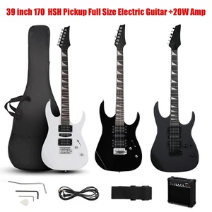 39" 170 Electric Guitar Set HSH Pickup Full Size for Beginner With 20W Amp,Bag - Picture 1 of 30