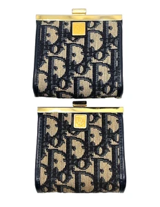 Auth Christian Dior Trotter Pattern Canvas Navy set Coin Case set 2 NS040898 - Picture 1 of 16