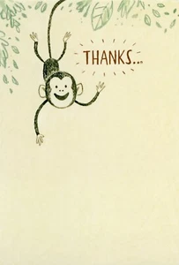 Funny THANK YOU Card, Cute Monkey Banana Bunch by American Greetings + Envelope - Picture 1 of 5