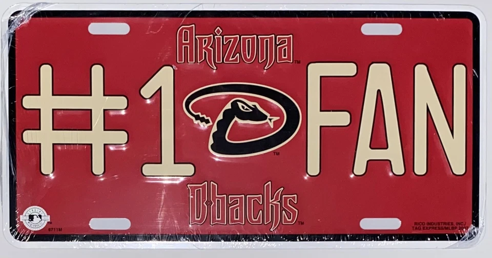 Arizona Diamondbacks #1 Fan Metal Embossed License Plate  - Image 1 of 1