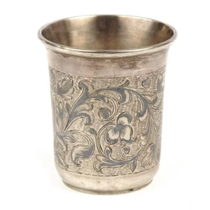Small Cup 84 Silver Niello 19th Century Moscow Antique - Picture 1 of 7