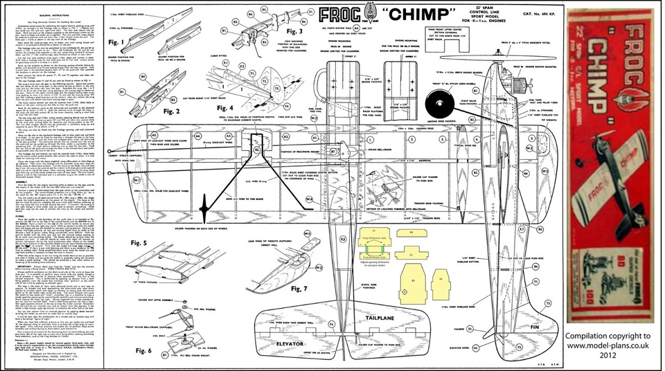 FROG CHIMP PLAN CONTROL LINE SPORT MODEL 22" SPAN - Image 1 of 1