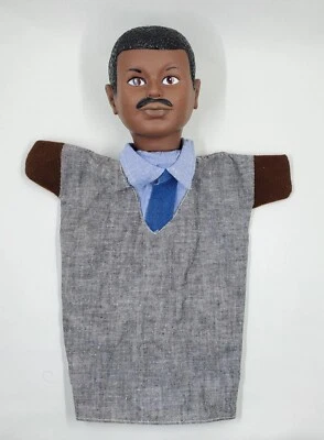 Vintage Learning Resources African American Dad Man Hand Puppet Rubber Head - Image 1 of 4