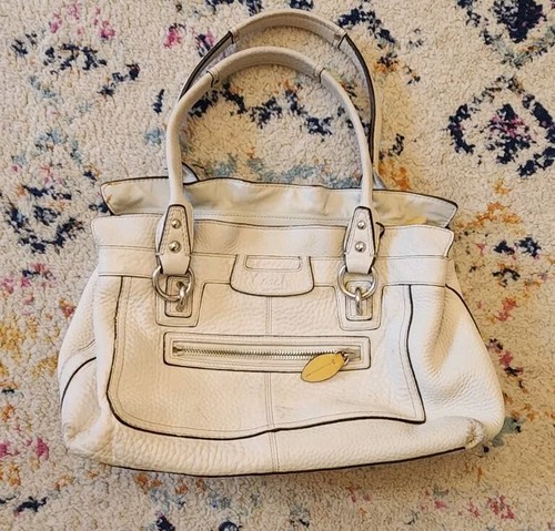 Borsa shopper Coach pelle crema Penelope ciottoli arruffati top manico DBL anni 90