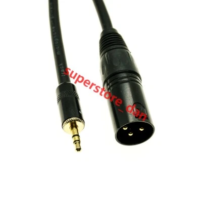 XLR Male to 1/8" 3.5mm Mono Male Black, Heavy Gauge 24AWG  Audio Video Cable - Image 1 of 4