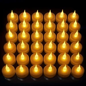 24X LED Battery Natural Flame Tea Light Candle Timer Party Wedding Table Decor - Picture 1 of 11