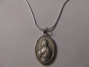 Santa Mónica Pray for Us medalla colgante collar cadena plata esterlina 925 20" + TARJETA - Imagen 1 de 5