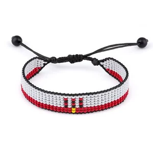 Gibraltar Flag Bracelet:  Adjustable Beaded String, Handmade Boho Jewelry Gift. - Picture 1 of 4