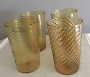 Nouvel Studio Collins Glasses Amber Swirl 5” Set Of Four Made In Mexico New - Picture 1 of 5