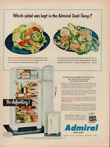 Aparato de cocina refrigerador 1950 anuncio impreso vintage años 50 Almirante congelador ensalada - Imagen 1 de 9