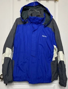 MARMOT Men's Blue Gray Ski Snowboard Winter Jacket Removable Hood Men's Size M - Picture 1 of 18